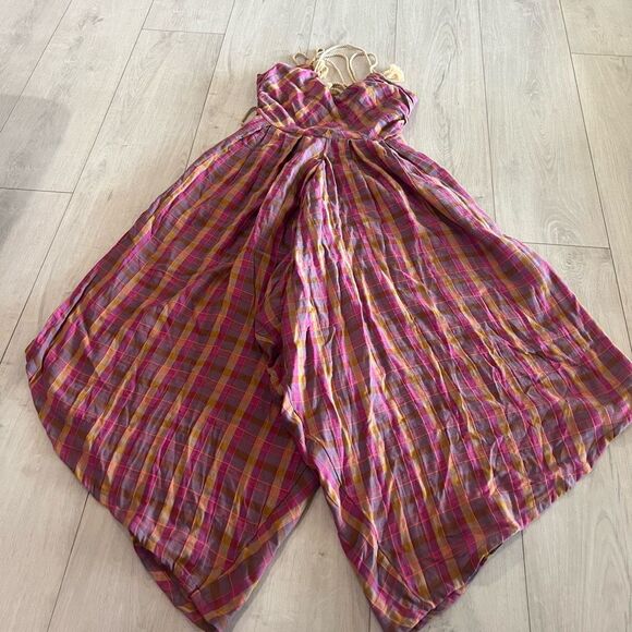 Anthropologie Printed Harem Jumpsuit in Raspberry Size 8 - Picture 1 of 12